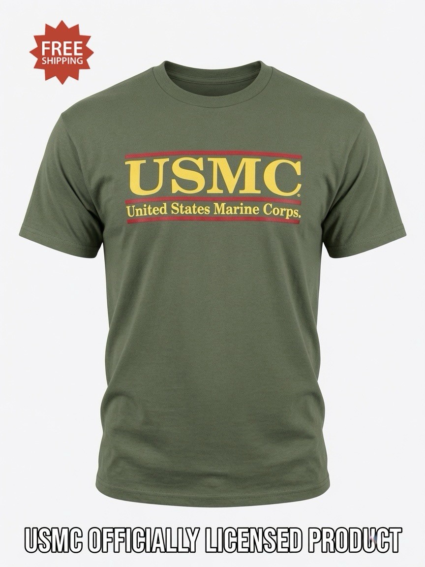 “USMC” Split Bar Logo Green T-Shirt – Size S /SMALL – by MV Sport – NWT!