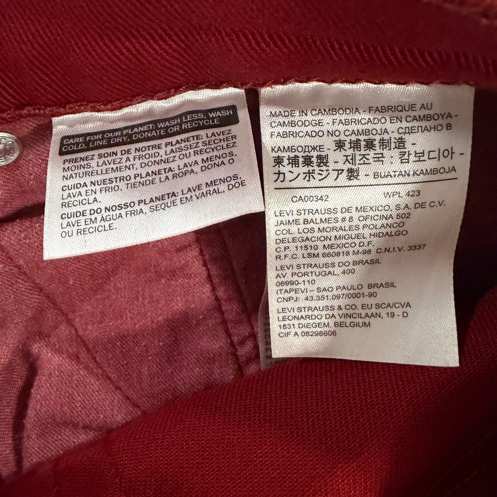 Levi’s 514 Men’s Red Straight Fit Jeans W34 L32