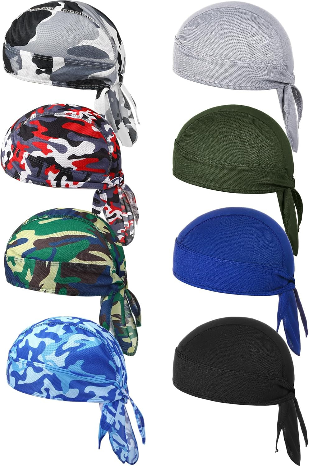 8 Pack Do Rag Skull Caps for Men Sweat Wicking Doo Rags Cooling Helmet Liner Cyc