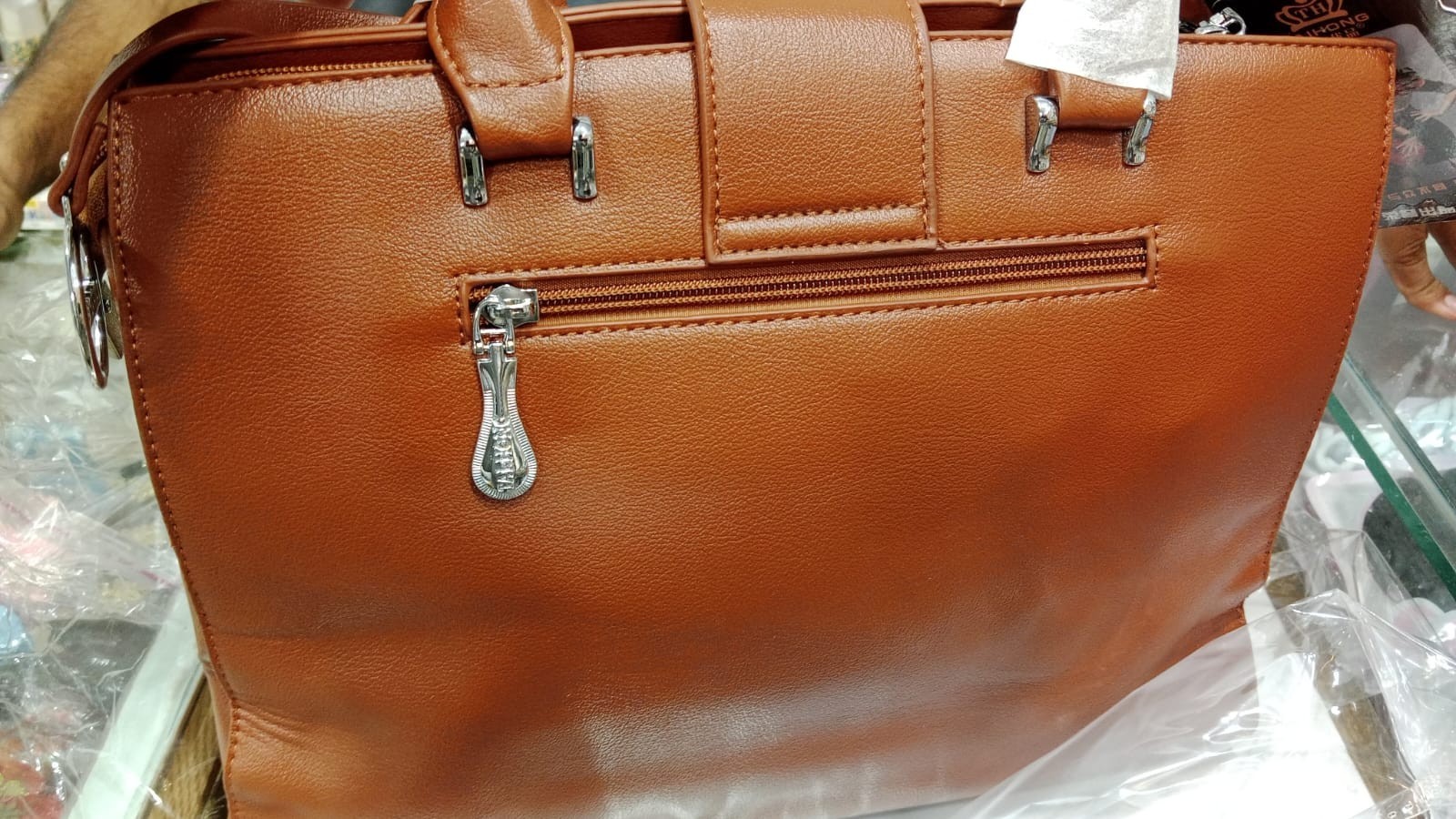 Women’s Tan Leather Office Handbag Top Handle Shoulder Tote Satchel Crossbody