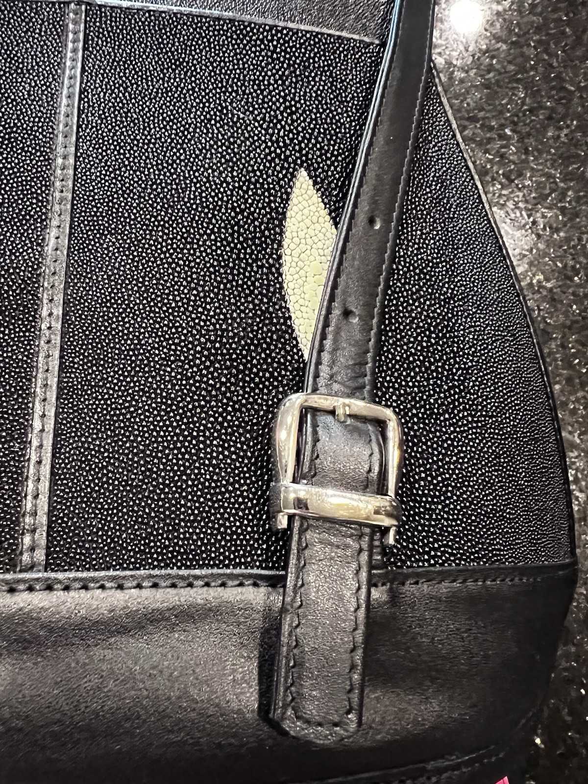 New Kismet Stingray Leather Black Mini Backpack Purse Duo Genuine Exquisite $$$$