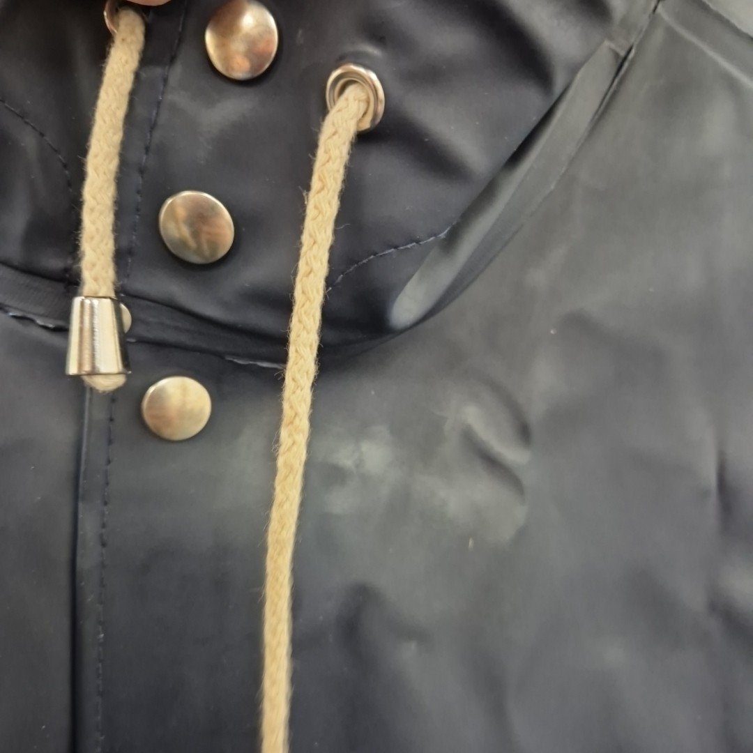 Stutterheim Stockholm Blue Navy Waterproof Rain Hooded Rubber Coat Jacket Small