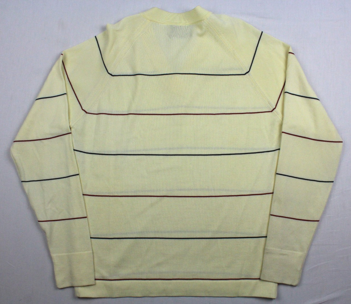 Vintage Van Heusen Coleseta Striped Acetate/Polyester V-Neck Knit Sweater Medium