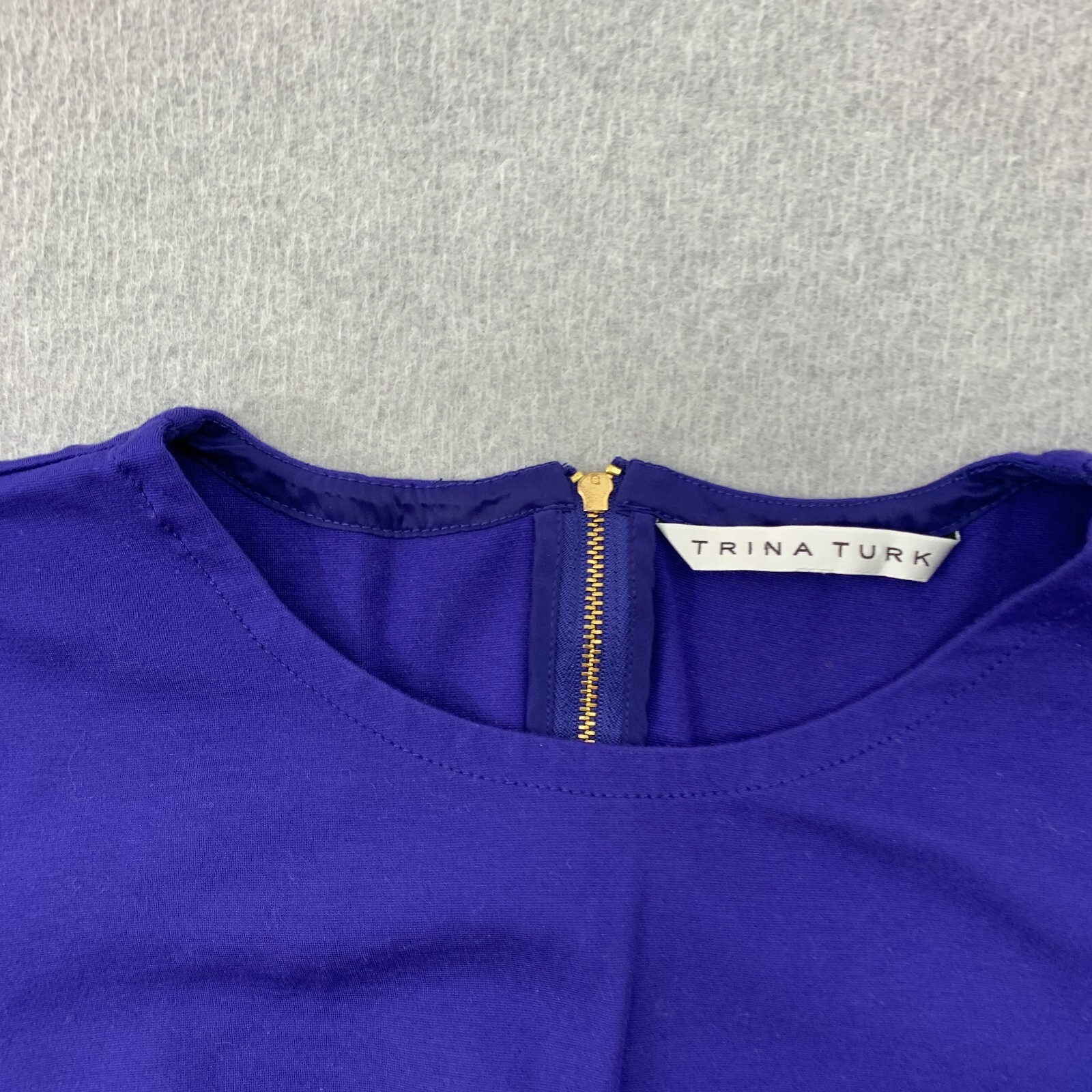 Trina Turk Top Womens Size 12 Blue Stretch Crop Zipper Closure