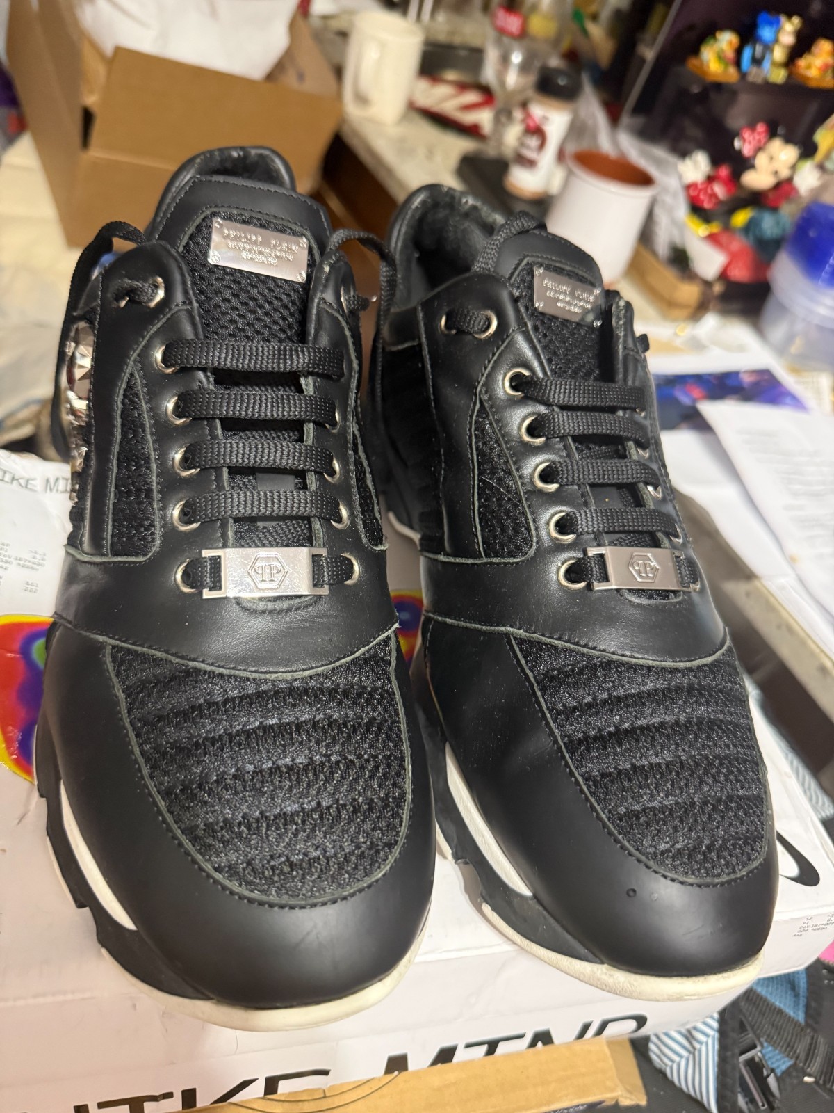 Philipp Plein Limited Edition Black Skull Leather Shoes – US 12