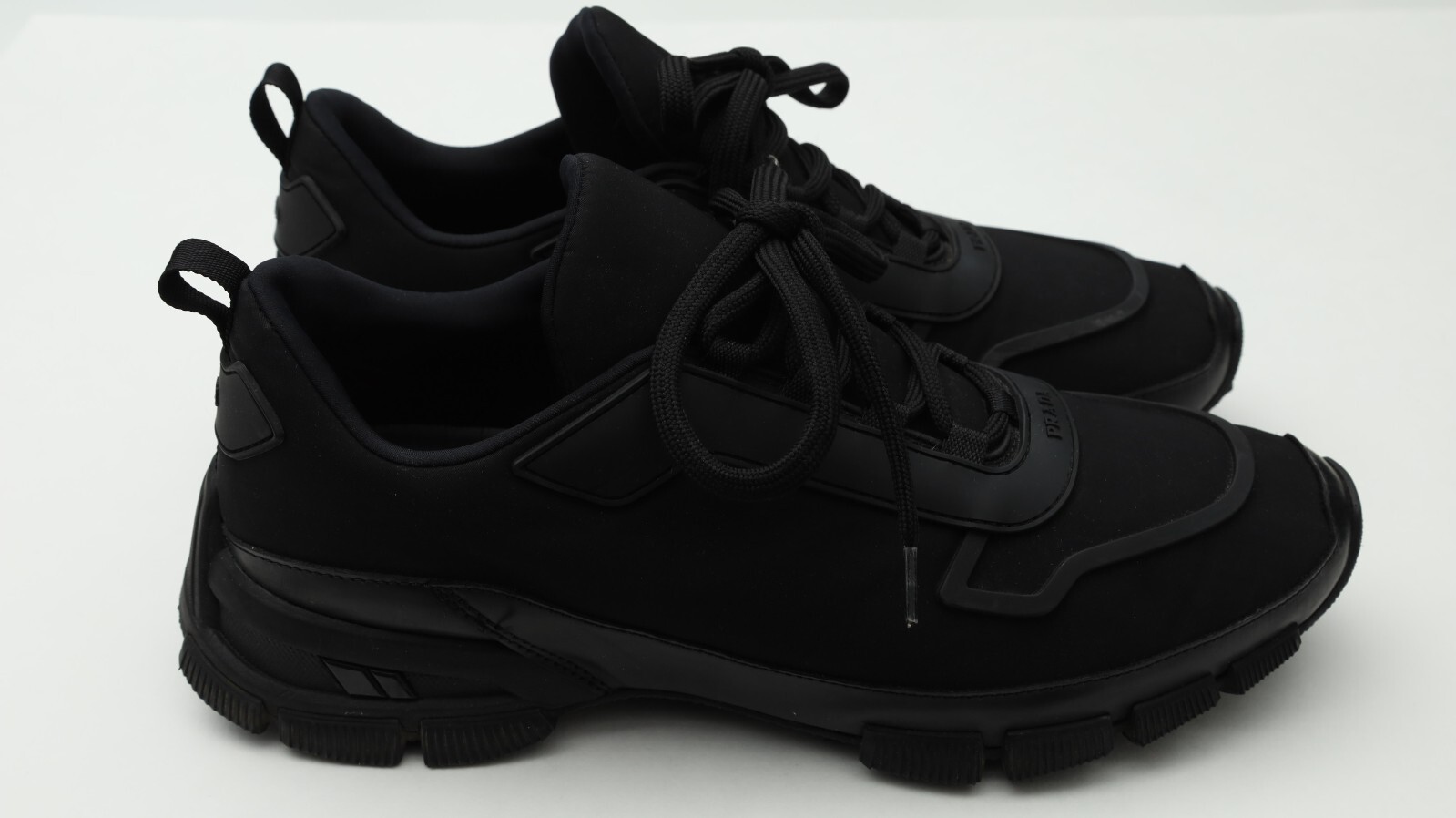 Prada Mens Sneakers Fabric Nylon/Rubber Sole Sneakers Sz UK 7/US 8 in All Black