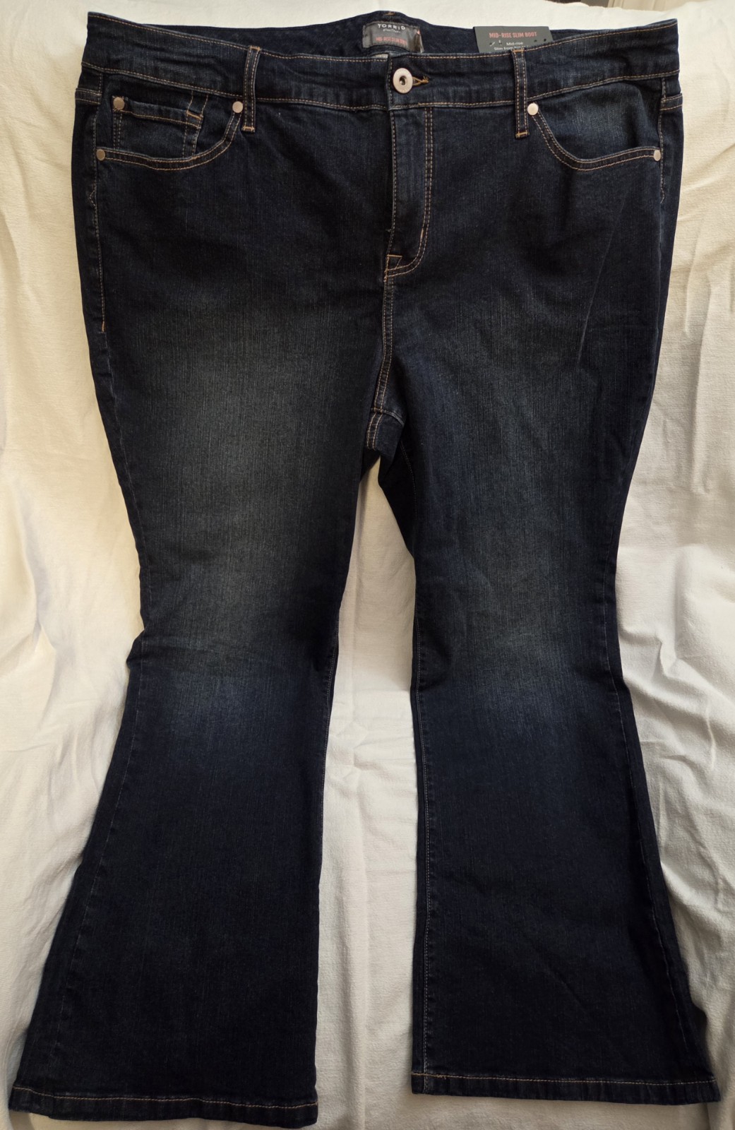 TORRID Plus Size Slim Boot Jean Vintage Stretch Dark Mid Rise Boot Cut 22 SHORT