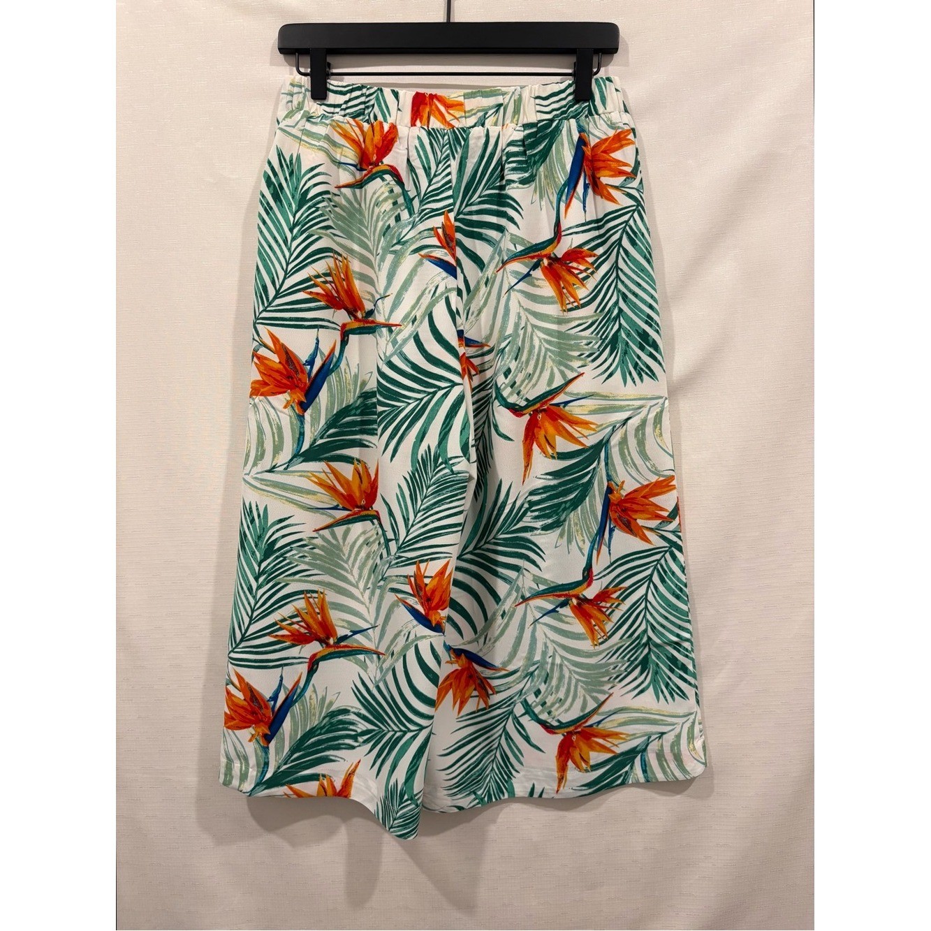 New NWT Davi & Dani M Tropical Wide Leg Crop Capri Pants Resortwear Lined