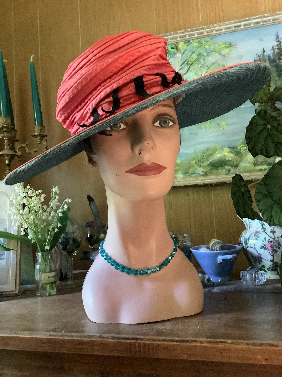 Vintage Antique 1900’s Fabulous JAS G JOHNSON CO Wide Brim HAT One Of A Kind