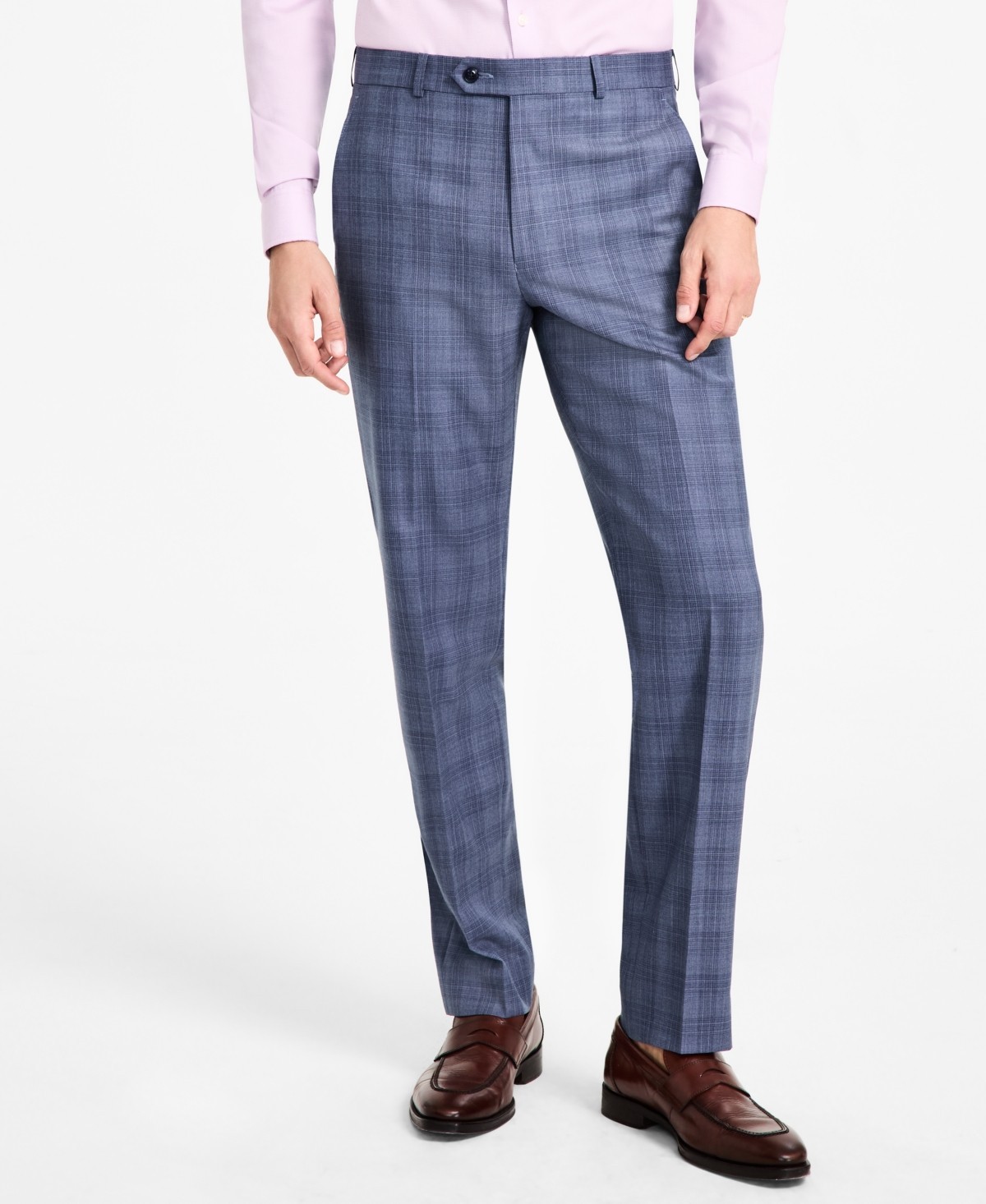 Michael Kors Mens Classic fit Dress Pants 42 / 32 Navy Blue Plaid Wool