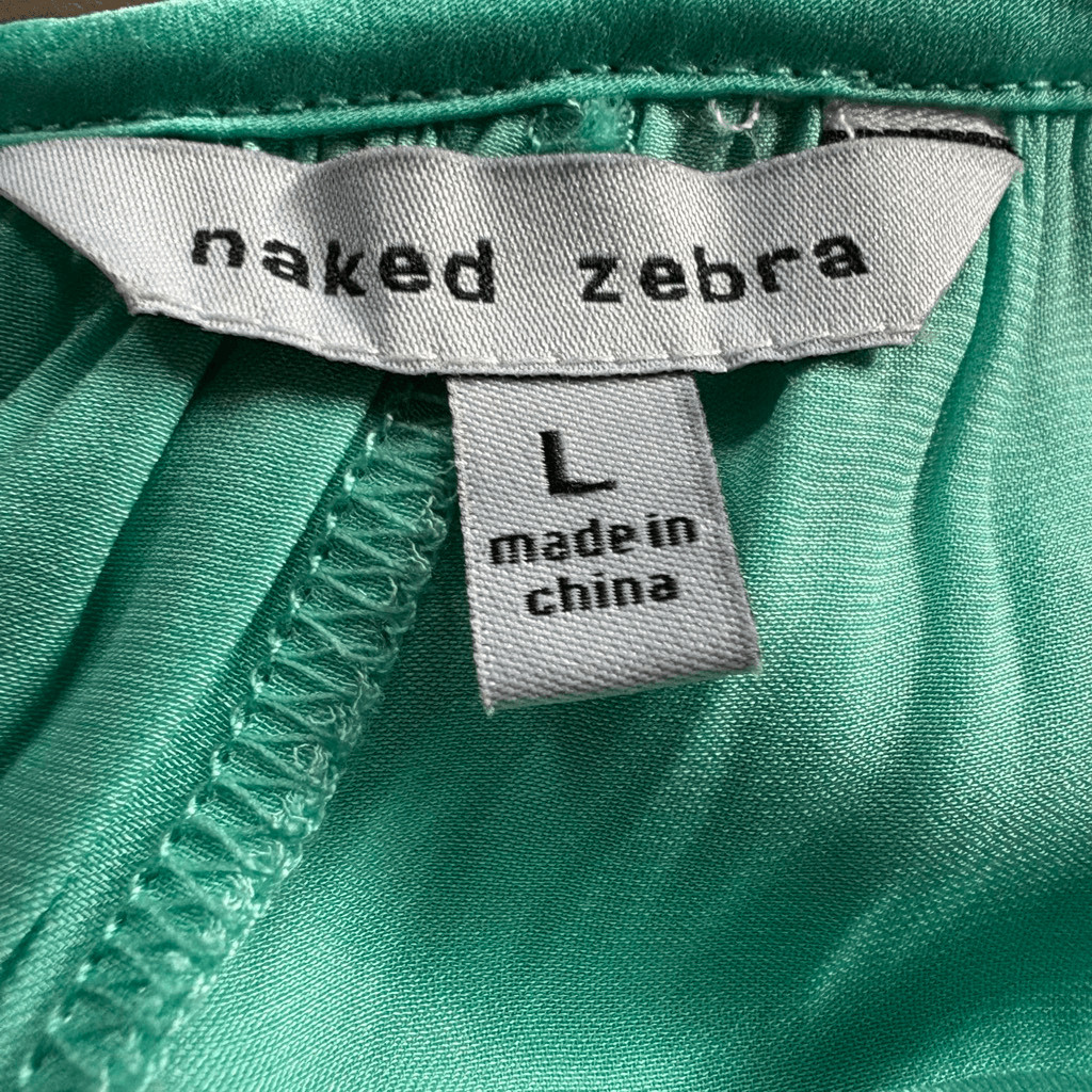 Naked Zebra L Turquoise Spaghetti Strap Halter Tank Top Preppy Artsy Boardwalk