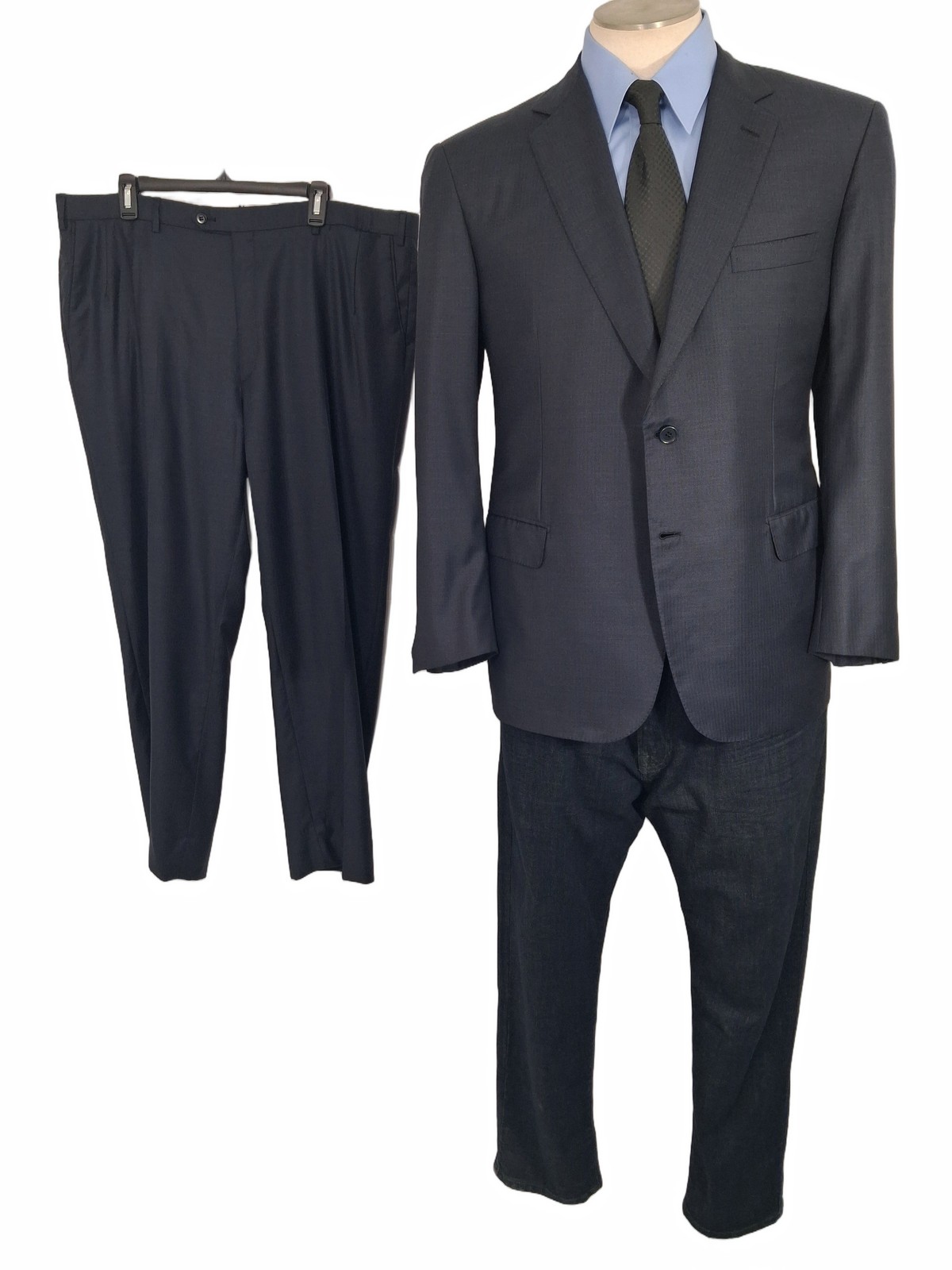 Brioni Italy NM Colosse Suit 48R Midnight Slate Micro Herringbone Working Cuffs