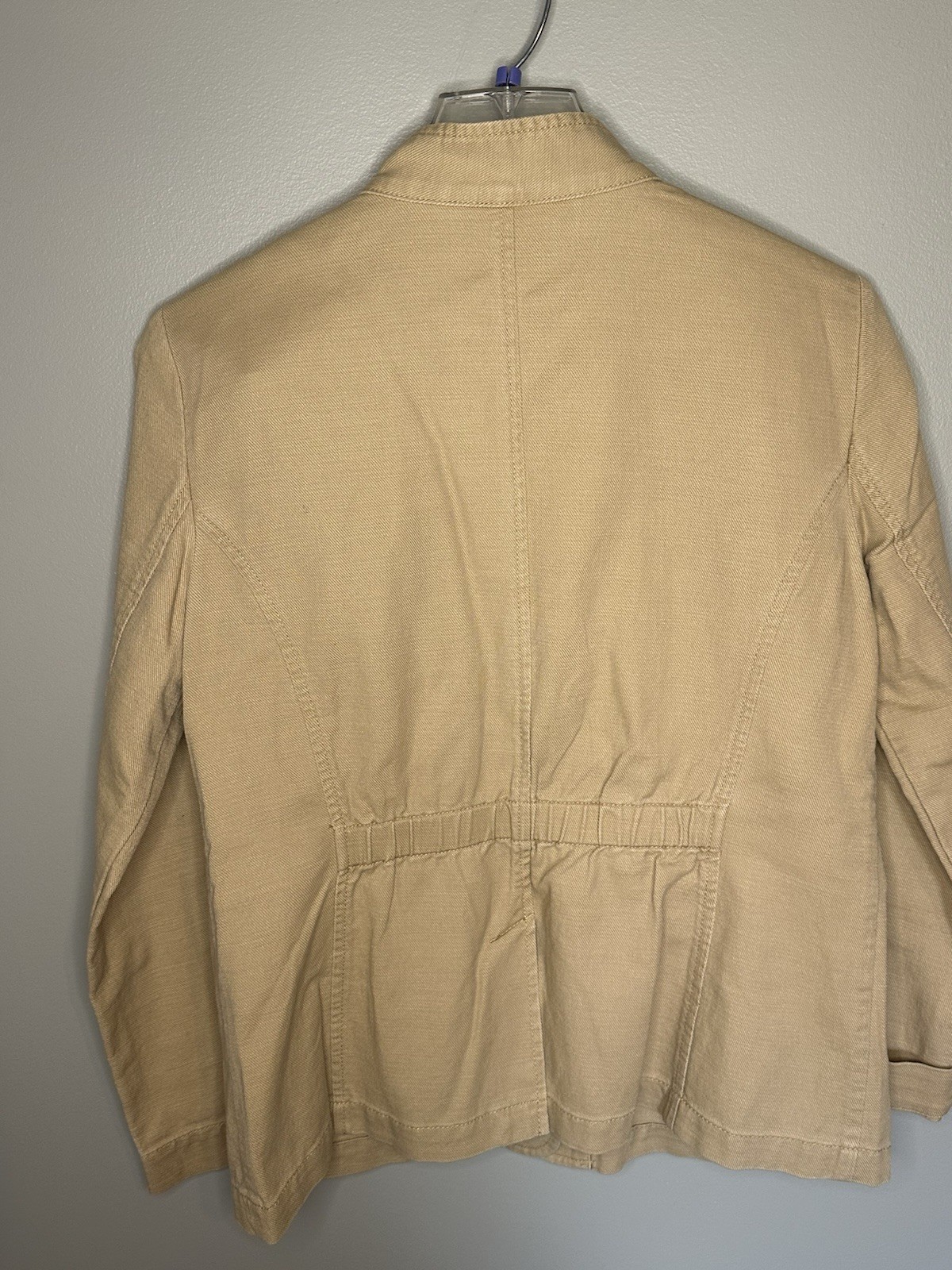 Talbots Jacket Womens Small Tan Utility Safari Military Button Cotton Khaki