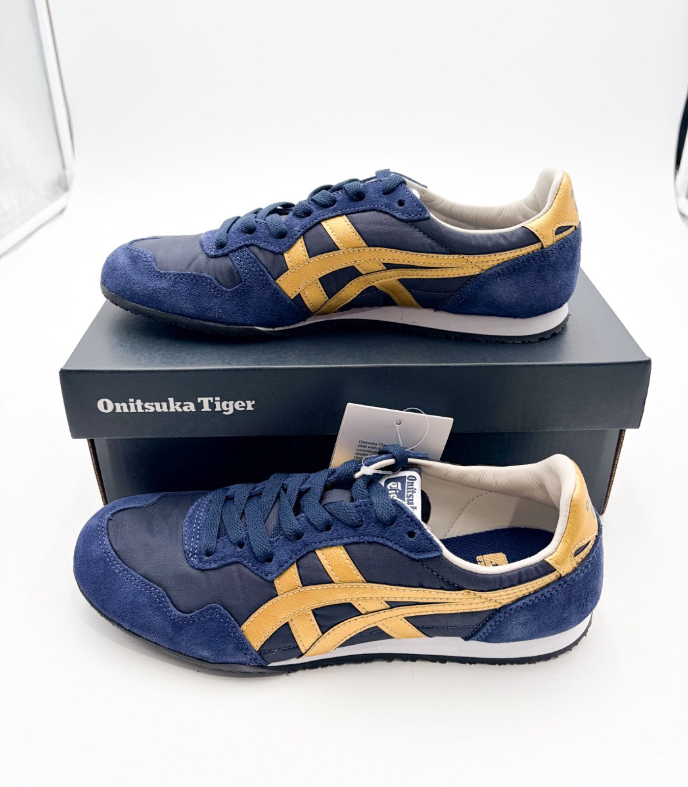 【NEW】Onitsuka Tiger SERRANO MIDNIGHT /PURE GOLD Daily Sneaker (Men’s US 6.5)