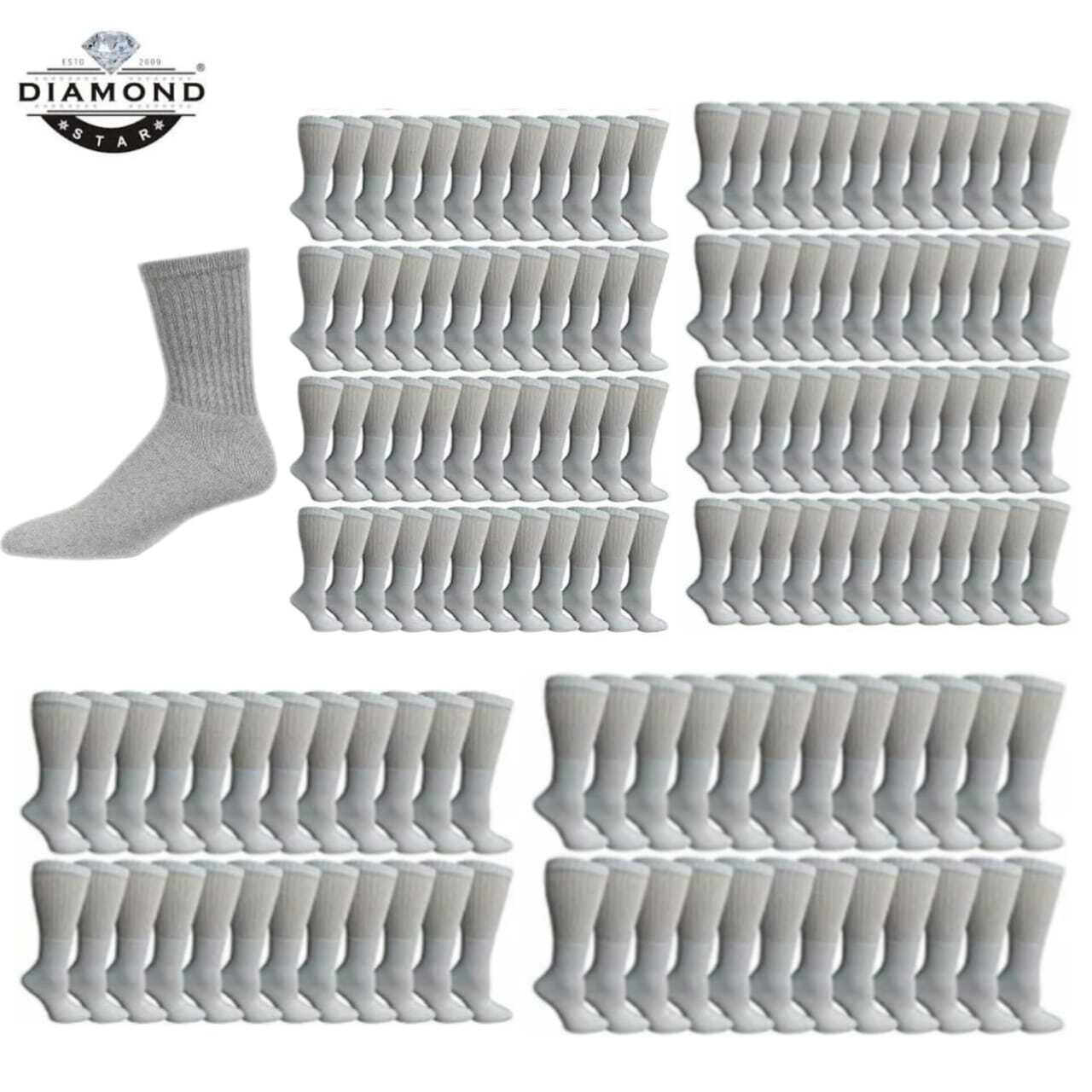 Wholesale Bulk Lot Men Sports Grey Cotton Crew Socks Size 9-11 10-13