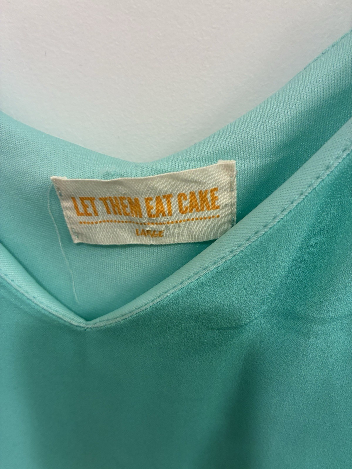 Let Them Eat Cake Green V-Neck Chiffon Slip Dress Spaghetti Strap L