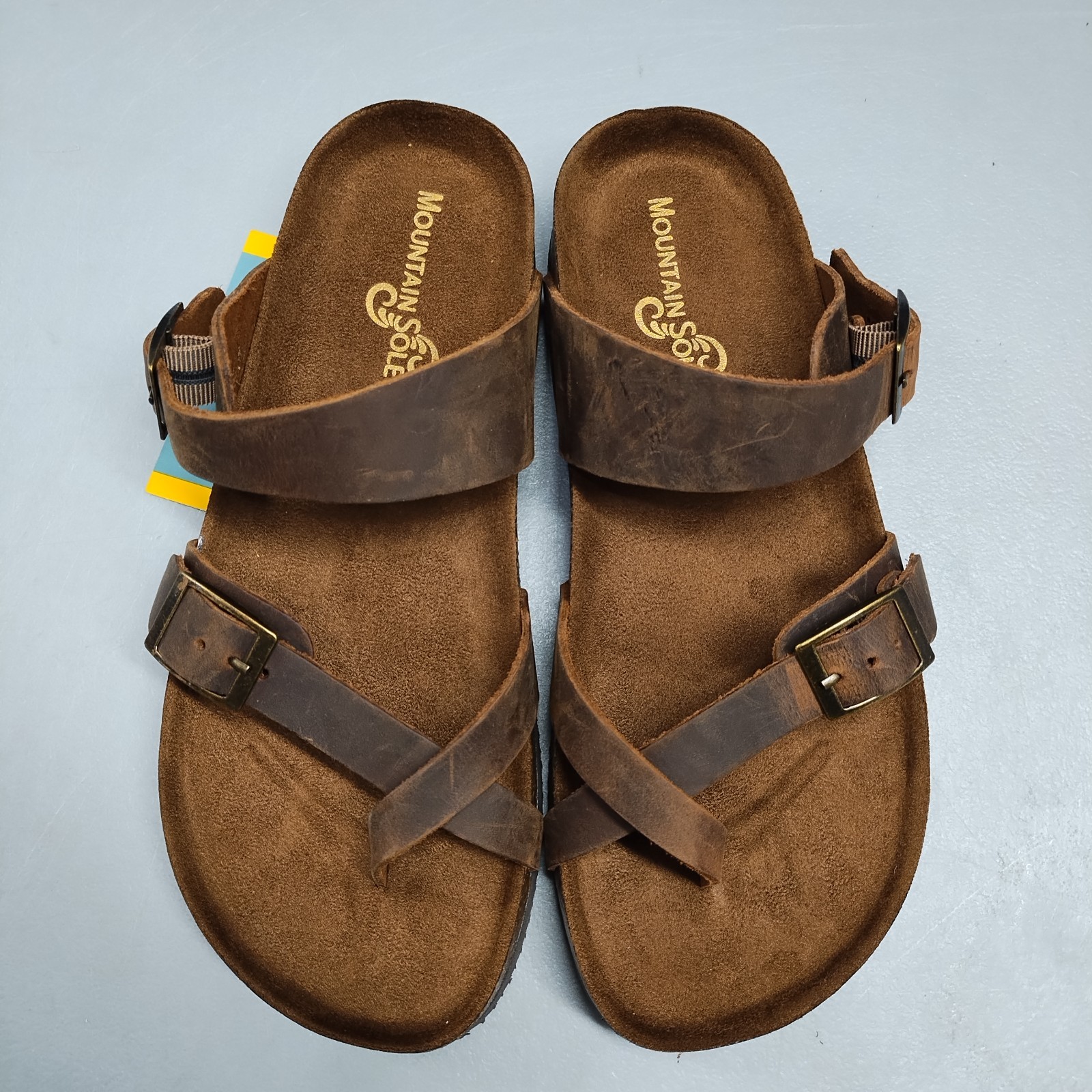 Mountain Sole Flip Flop Sandals Womens US 8 Brown Leather Buckle Strap 984173195
