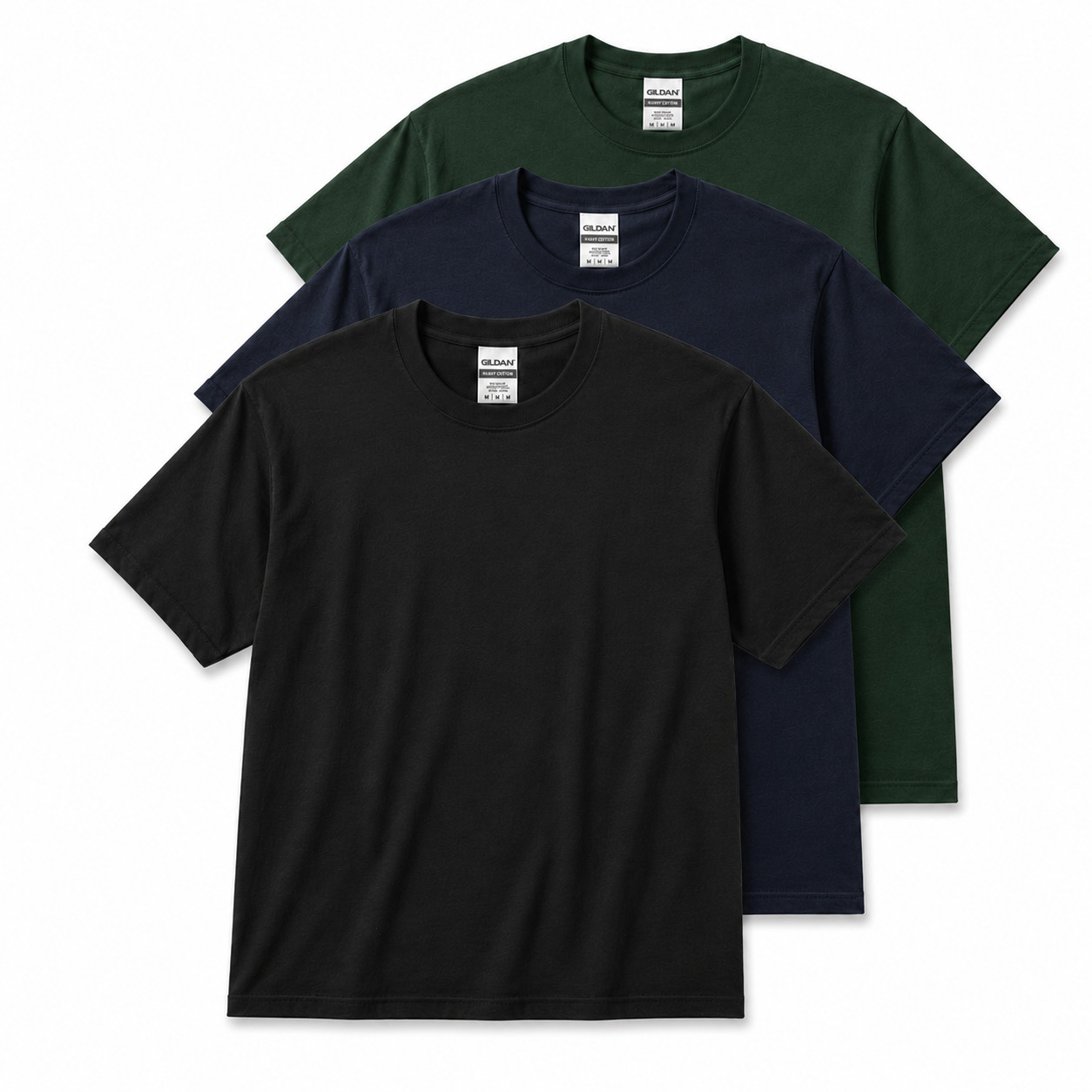 Gildan Heavy Cotton 5000 T-Shirt 3 & 5 Pack Men’s Plain Crew Neck Cotton Tee