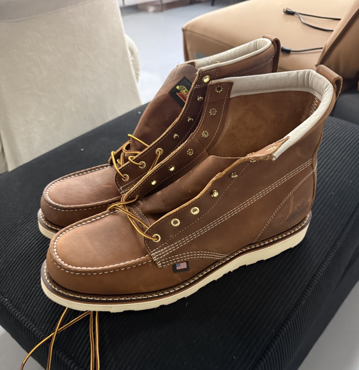 Thorogood 814-4200 Men’s 6″ Leather Moc Soft Toe Work Boots Brown Size 15 D