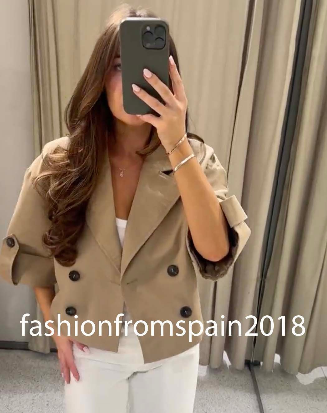 ZARA NEW WOMAN SHORT SLEEVE CROPPED TRENCH TAUPE BROWN XS-XL 3046/229/704