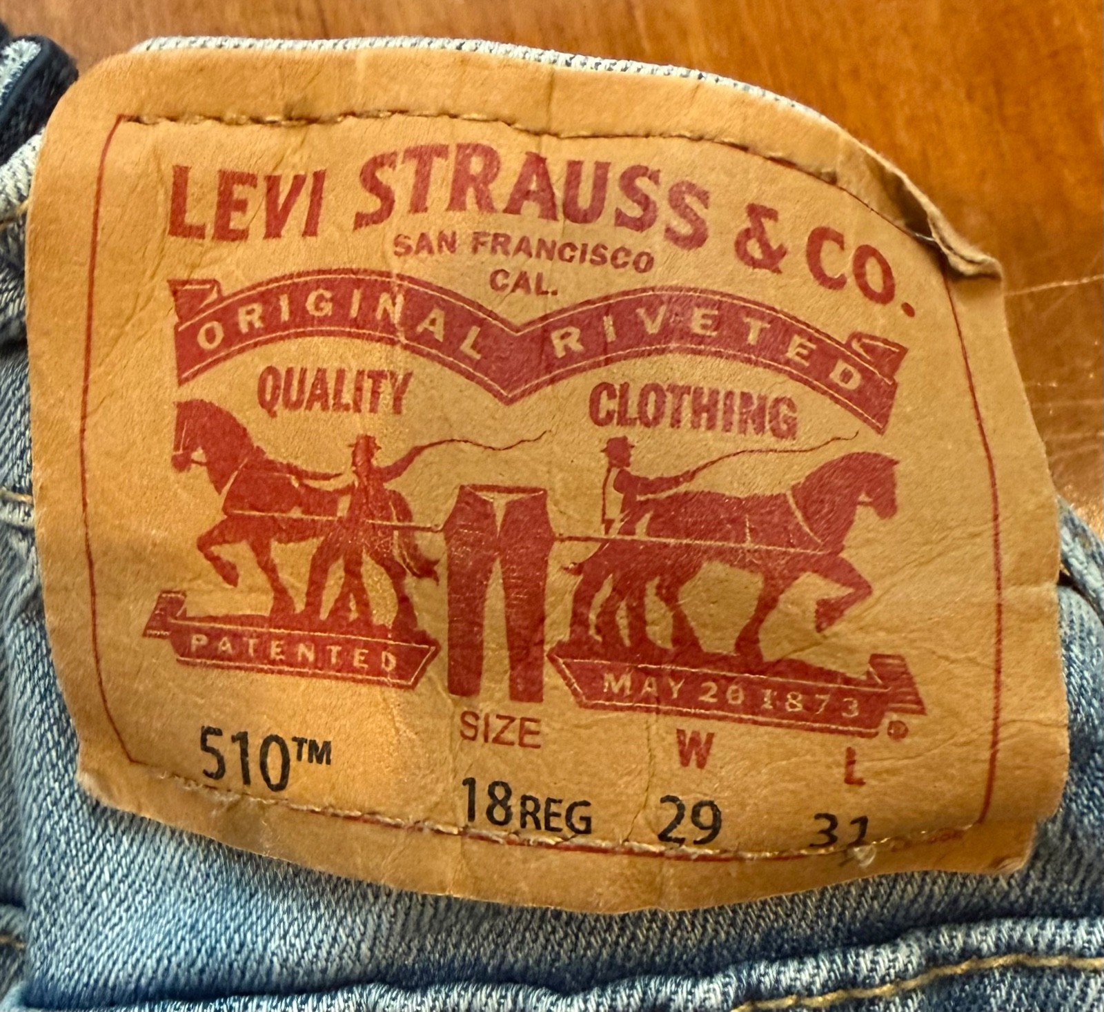 LEVIS 510 Size 29×31 18 Regular Youth Boys Jeans Stretch Adjustable Waist