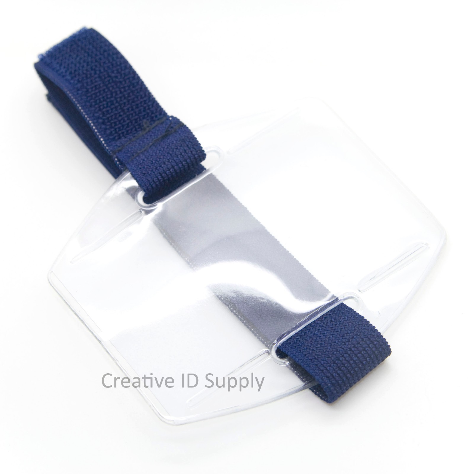 5 Pack – Arm Band Photo ID Badge Holder with Elastic Black/Navy/White Strap