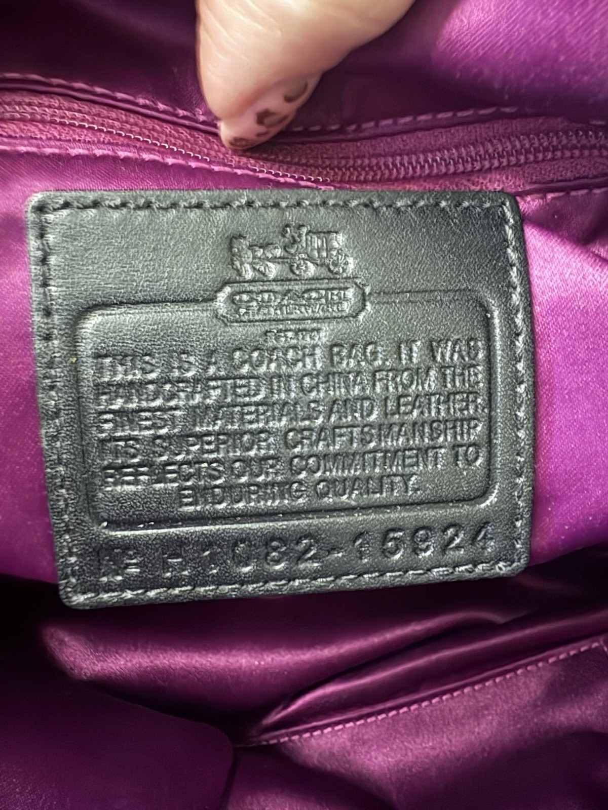 Coach 15924 Madison Embossed Sophia Bag Black With Purple Lining With Charms
