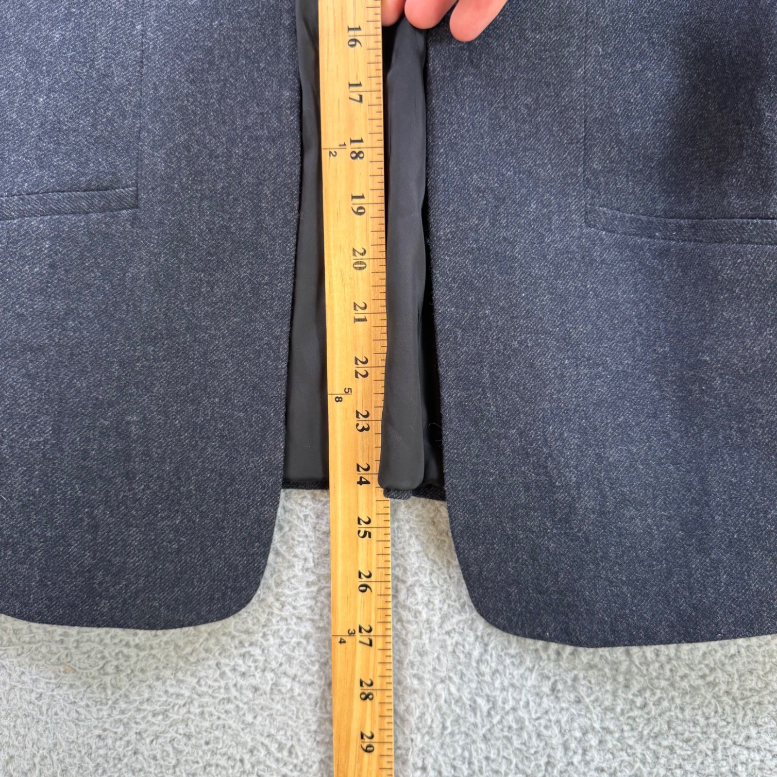 Theory Womens Gray Wool Blend Collarless Open Front Blazer Jacket Size 10