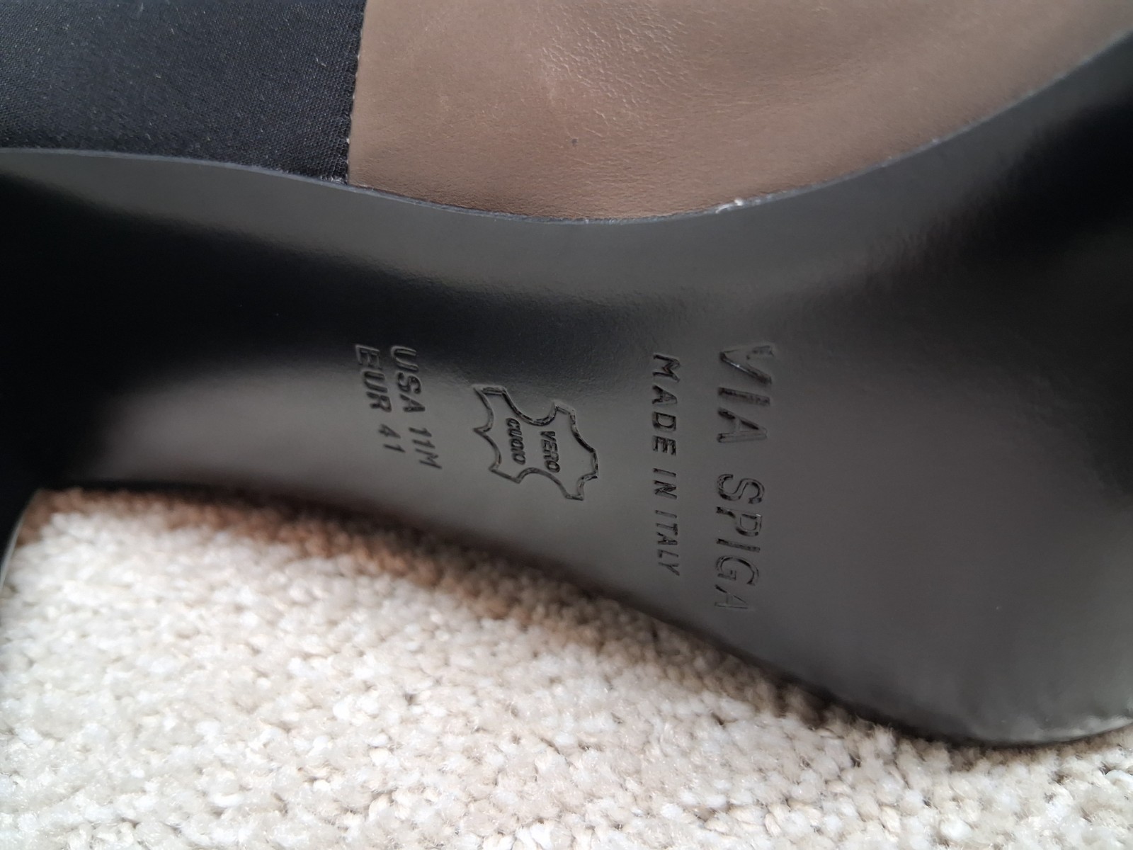 Via Spiga Heels Womens US 11M EUR 38 Tan Leather And Black Fabric ITALY