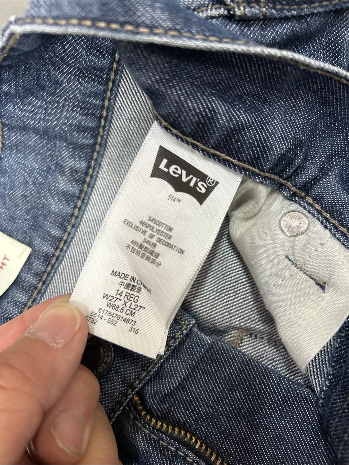 Levi’s 514 Red Tab Jeans Women’s 14 Reg 27×27 Slim Straight Blue Denim Mid Rise