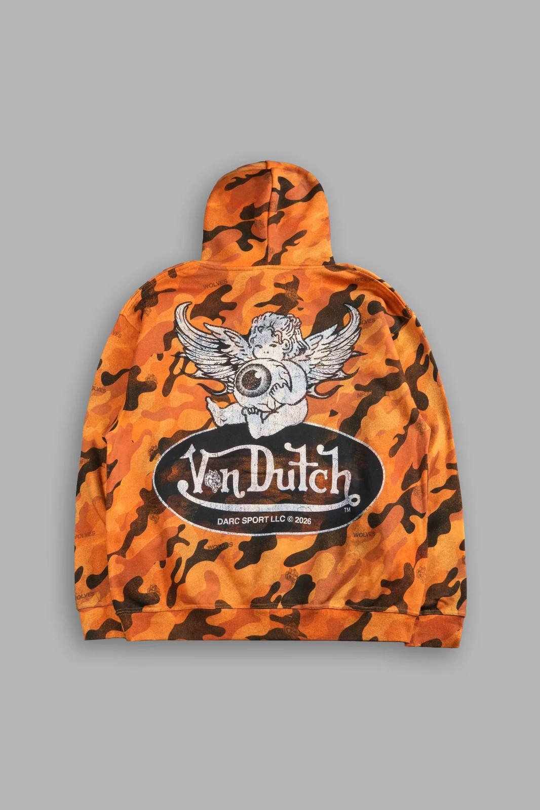 Darc Sport x Von Dutch Orange Camo Pierce Hoodie Size M Men’s NWT