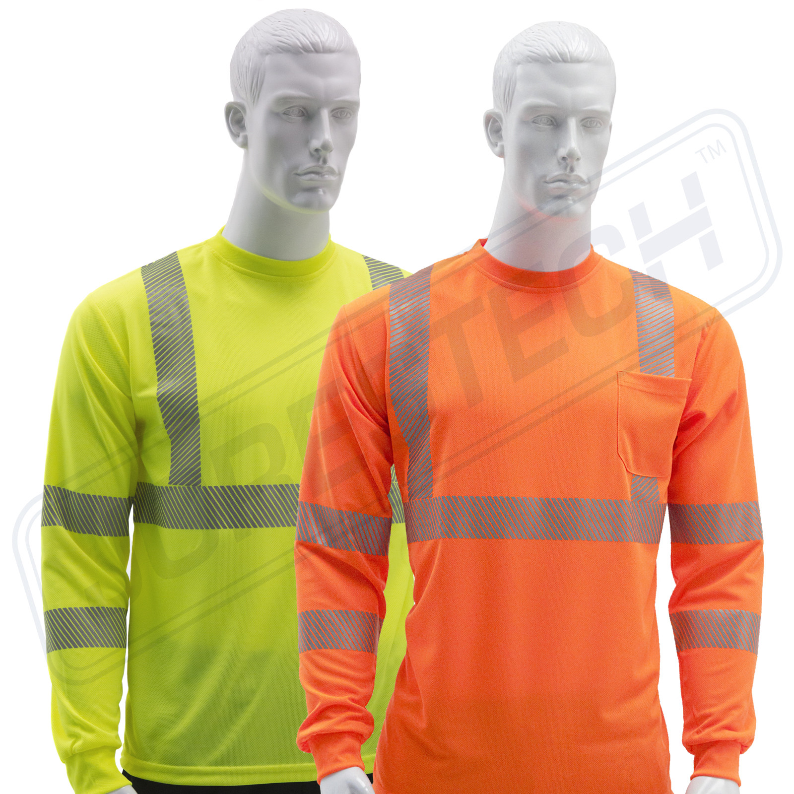 5 Hi Vis T Shirt ANSI Class 3 Reflective Safety Long Sleeve HIGH VISIBILITY