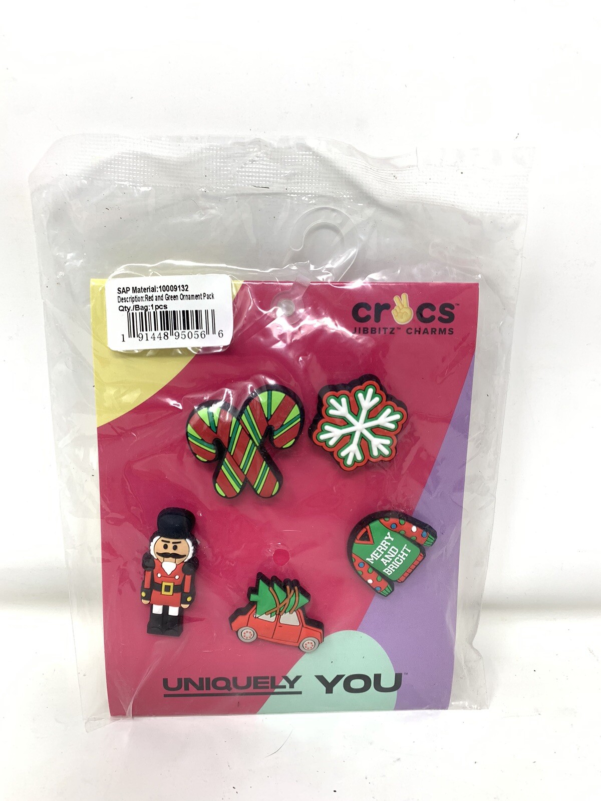 Crocs Jibbitz Red And Green Ornament Holiday Christmas 5 Pack Charms