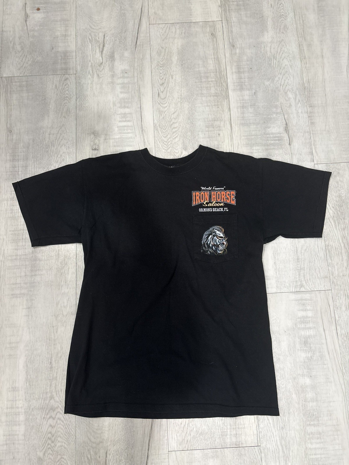 Vintage Iron Horse Saloon Size L Red Anvil Pocket Tee 2008 beer bike week