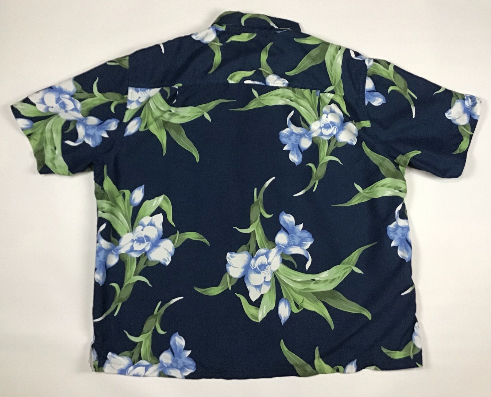 Palm Beach Classic Fit Button Up Hawaiian Floral Print Shirt XL Blue White Green
