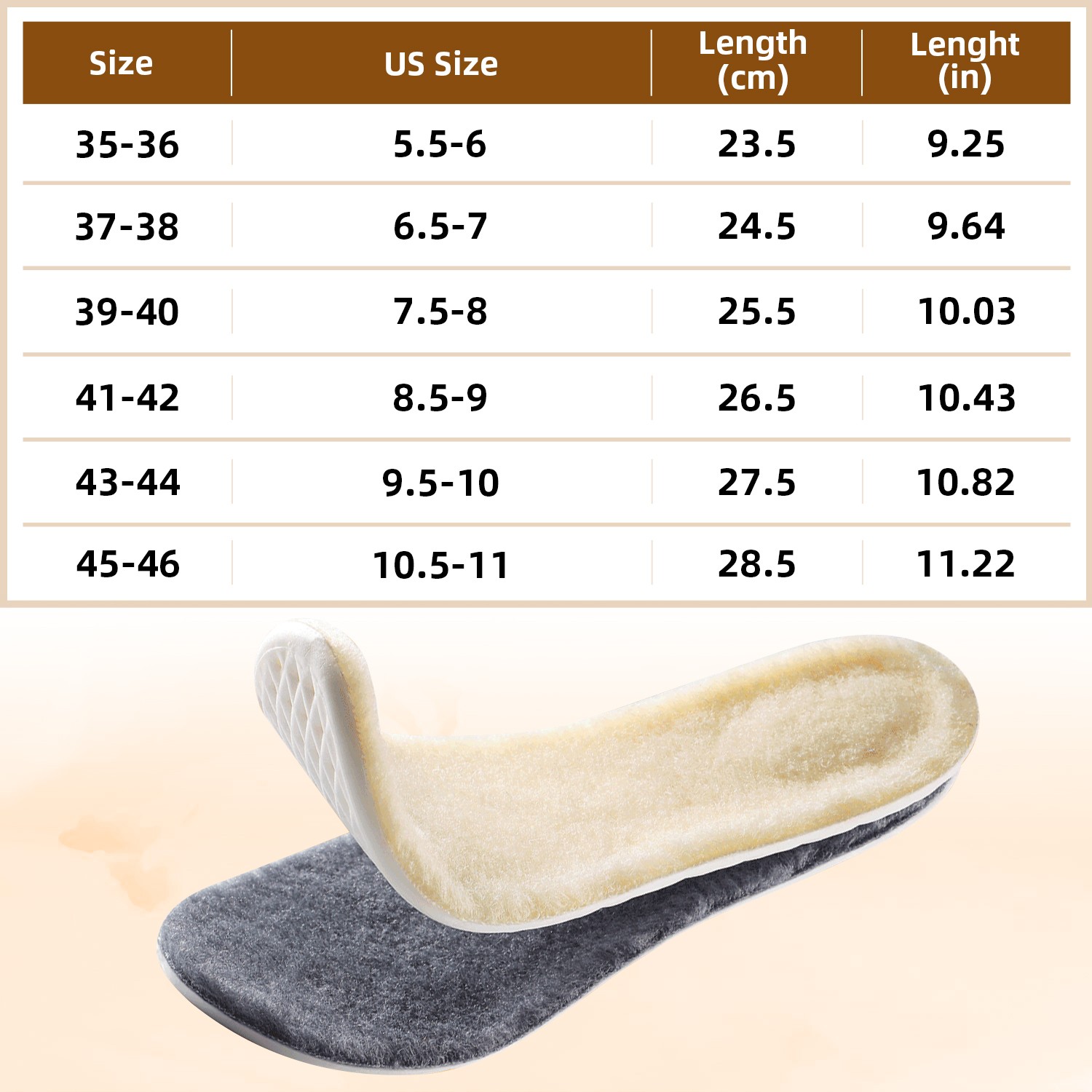 Premium Warm Thick Wool Fur Fleece Insoles Cozy & Fluffy Breathable Shoe Inserts