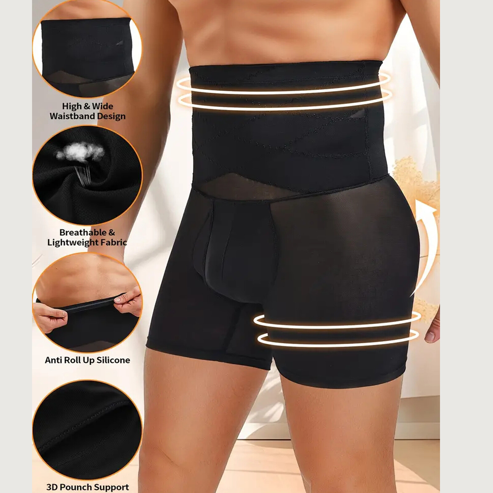 Fajas Colombiana para Hombre Stomach Shaper Boxer Brief Breathable Shapewear Men