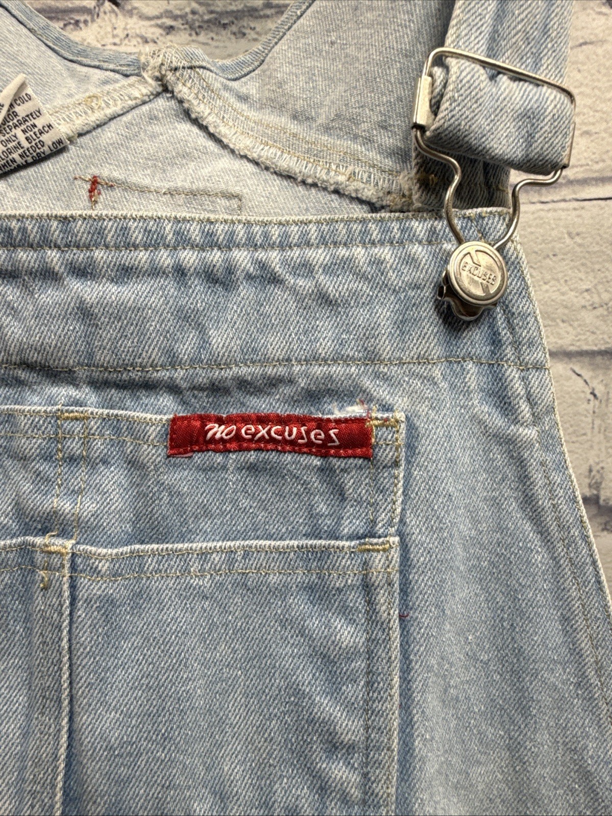 Vintage No Excuses Overall Shorts Womens Small Blue Denim Bib Shortalls Y2K 90s