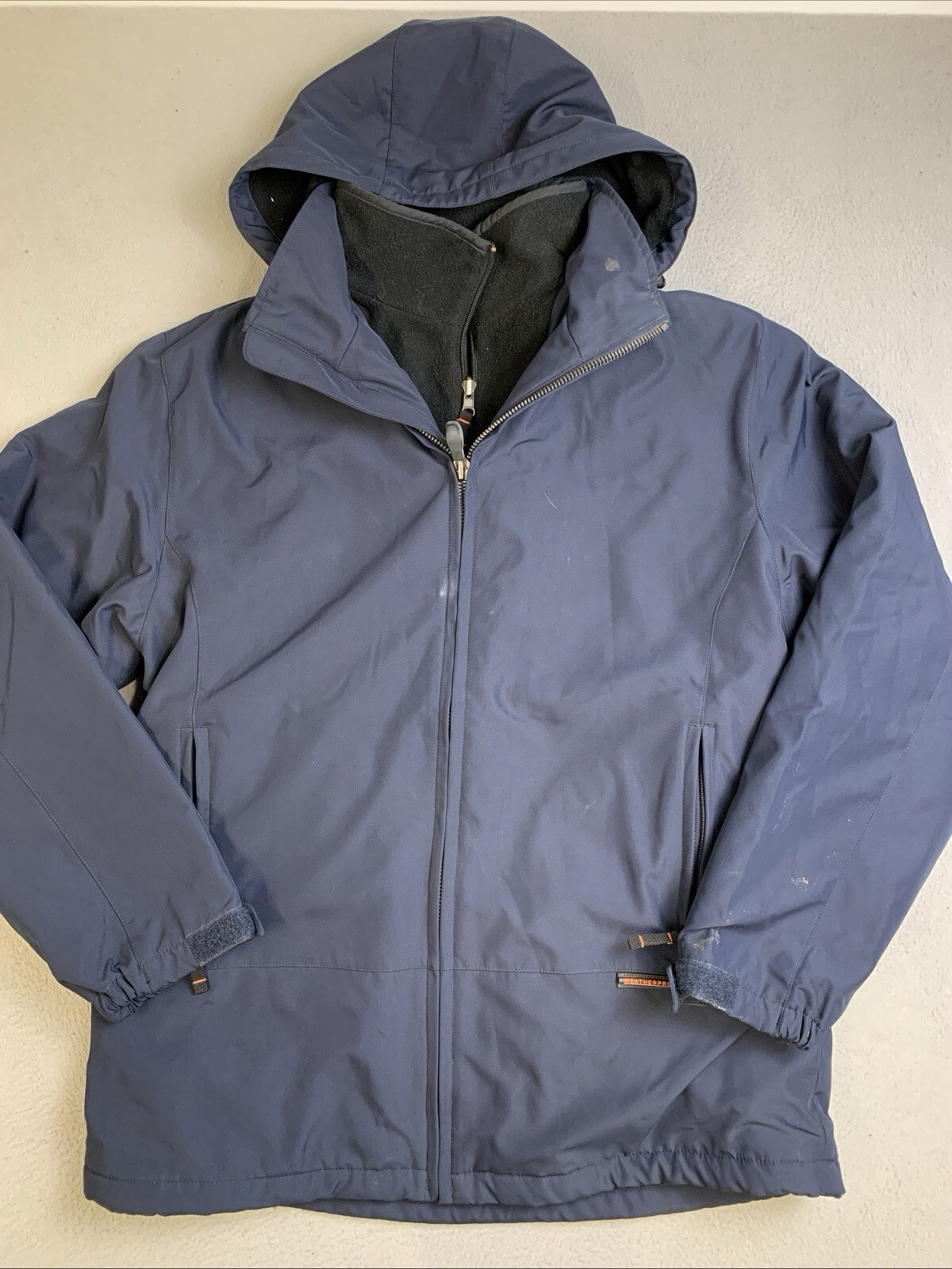 Weatherproof Jacket Men’s Size Large Soft Shell Navy Blue Fleece Lined WPL 11590