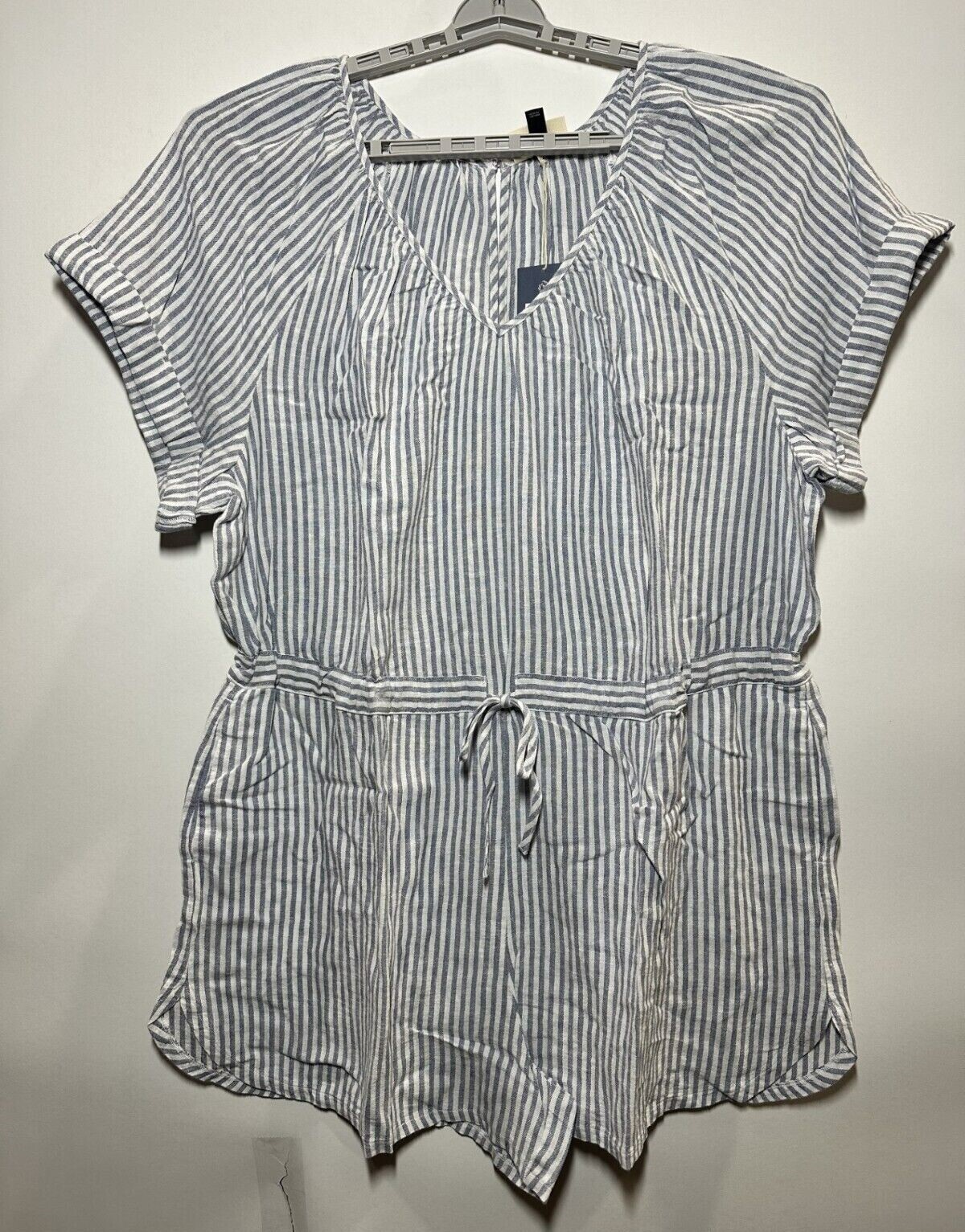 Women’s Striped Short Sleeve Romper – Universal Thread Light Blue 2X