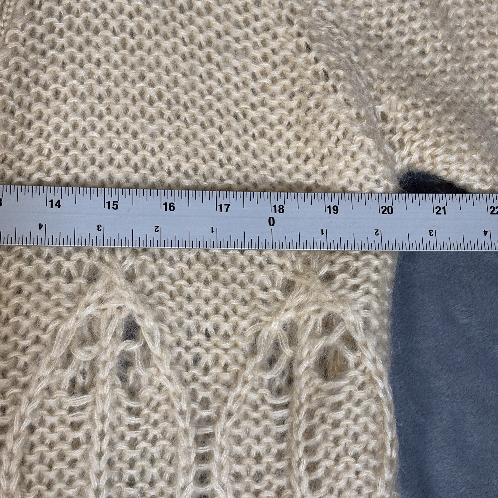Moda International Cream Mohair Long Open Cardigan Sweater Large Cottagecore
