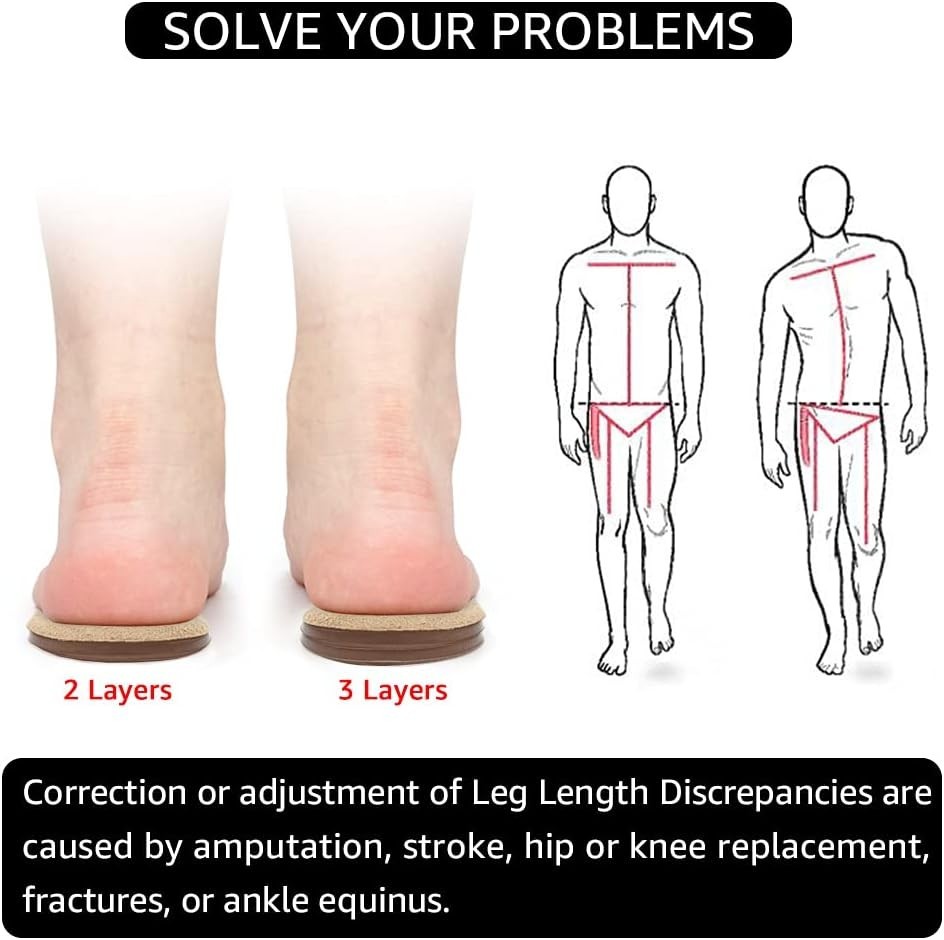 Adjustable Orthopedic Heel Lift Inserts – Height Increase Insoles for Leg Len…