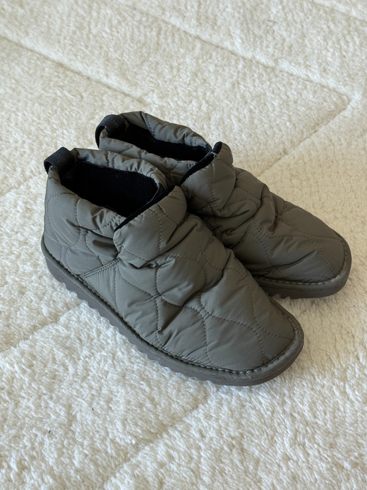 Rag & Bone Women’s Quilted Puffer Ankle Boots Booties Olive Green Size 37.5 US 7