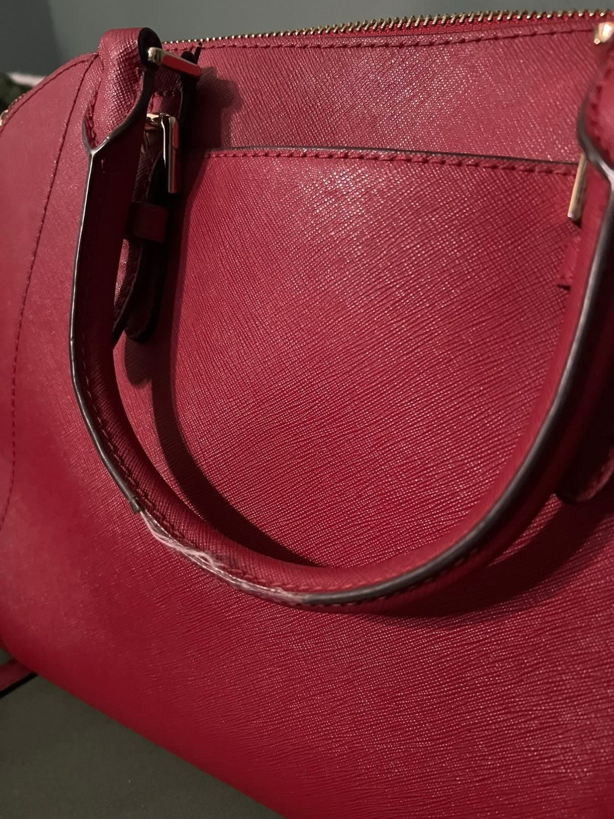 Michael Kors Red Zip-Top Satchel Top Handle Bag w/ Detachable Strap, Pockets