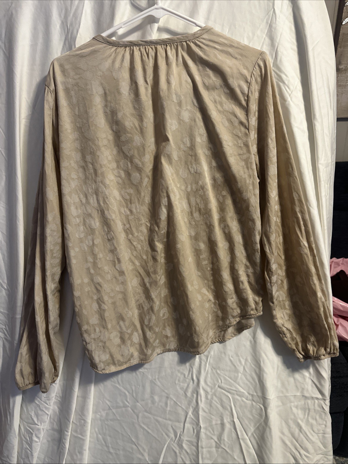 Cloth and Stone Women’s Tie Front Shirt Leopard Jacquard Size Large Boho