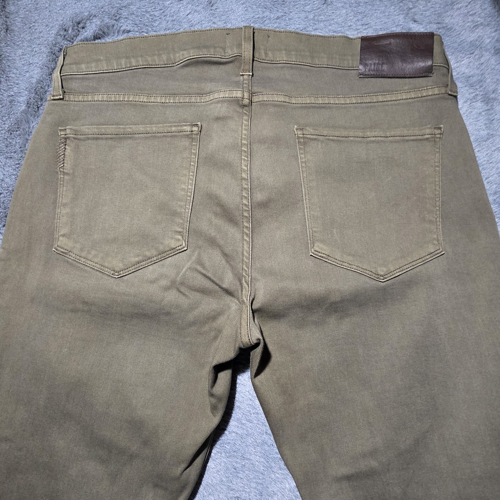 Paige Federal Slim Straight Pants Mens 33 Vintage Artichoke Olive Green Stretch