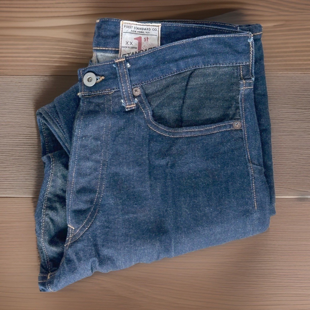 First Standard Co Duck & Denim Jeans Mens 31×30 Indigo Two Tone Straight Leg USA
