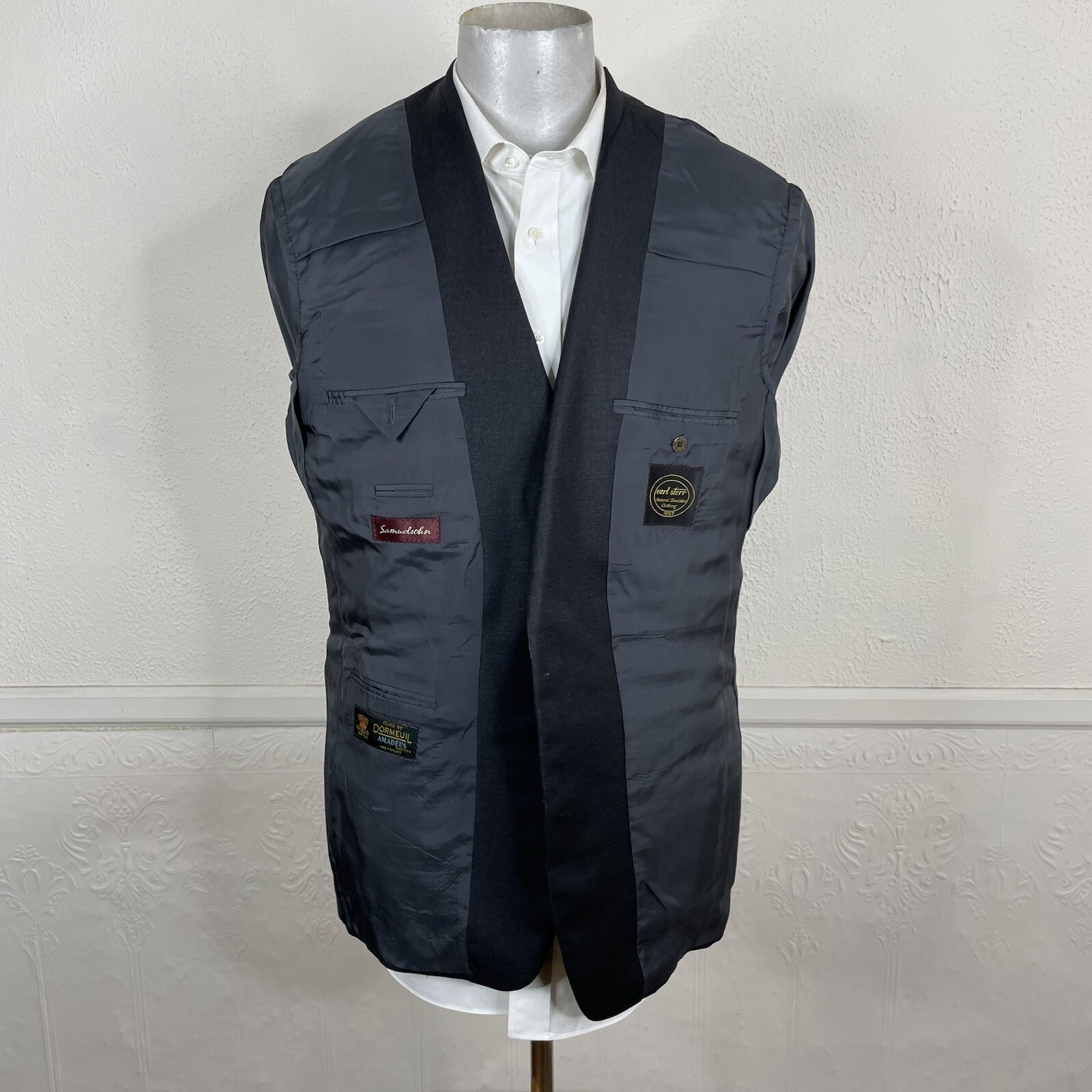 Samuelsohn Blazer Jacket Mens 42R Solid Dark Gray Dormeuil Amadeus