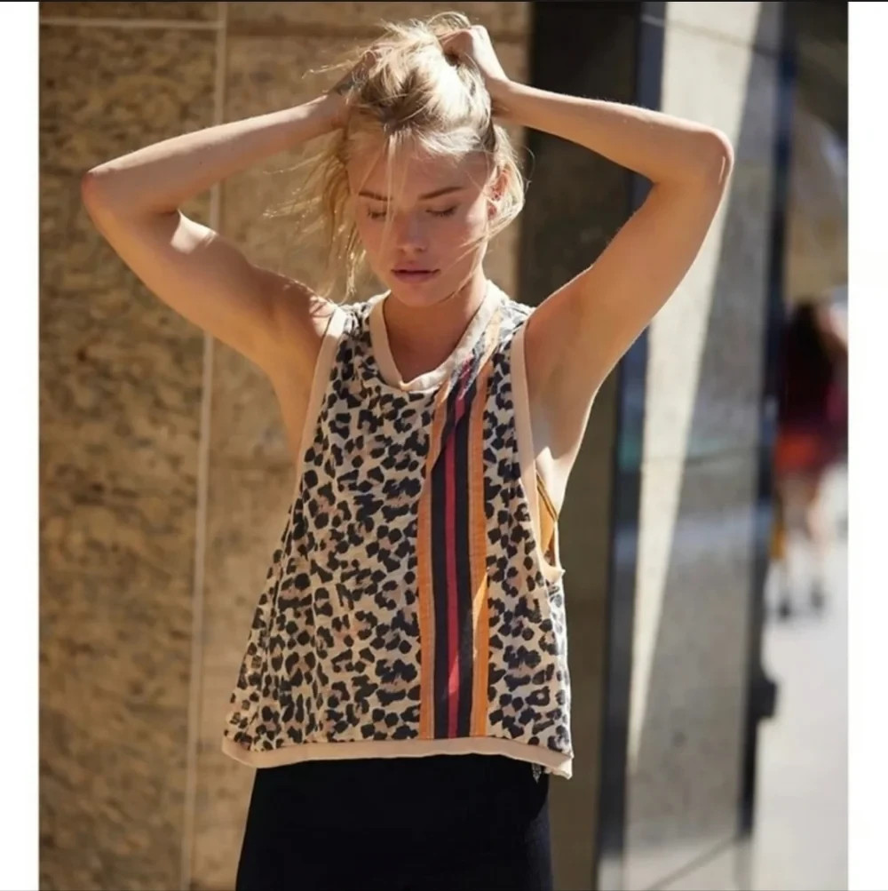 Free People Movement Leopard Combo Sleeveless Love Tank Top Sz M
