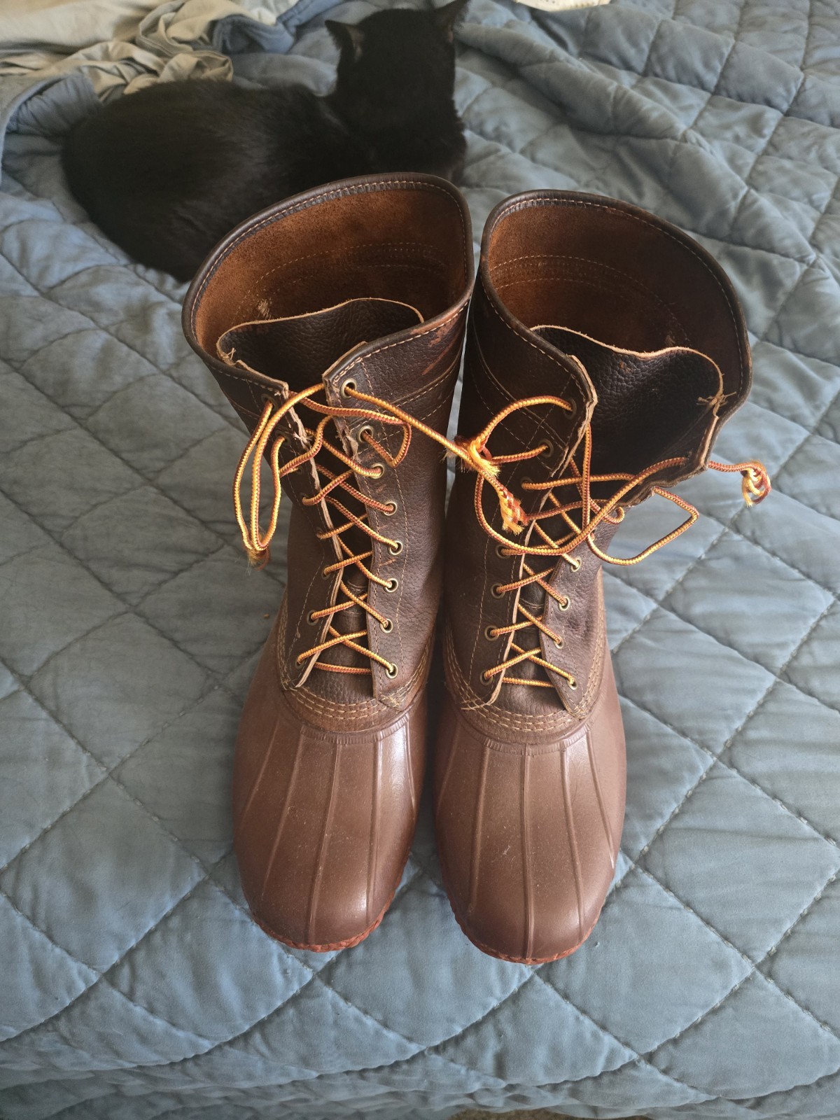 L.L.Bean Men’s Brown Leather/Rubber Lace-Up Duck Boots Mid-Calf US 11M USA